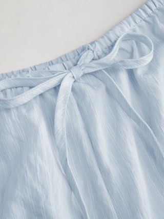 Linen-blend Stripe Bowknot Cami Top & Low Rise Shorts Set