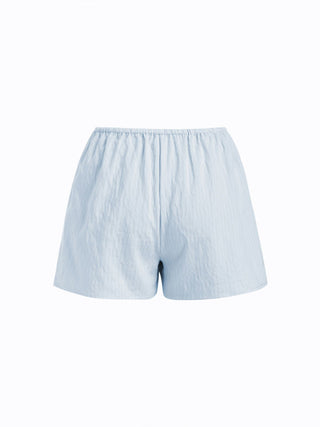 Linen-blend Stripe Bowknot Cami Top & Low Rise Shorts Set