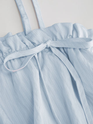 Linen-blend Stripe Bowknot Cami Top & Low Rise Shorts Set