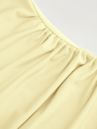 Boat Neck Short Sleeve Ruched A-line Mini Dress