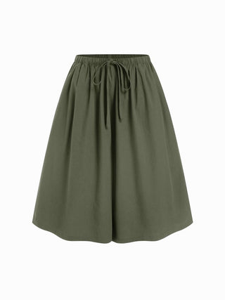 Cotton Mid Rise Drawstring Oversized Bermuda Shorts