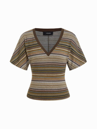 Cotton-blend High Stretch V-neck Short Sleeve Tee