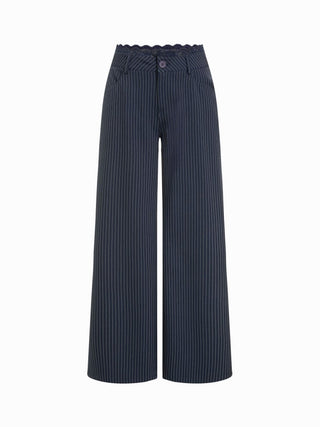 Lace Trimmed Low Rise Wide Leg Trousers