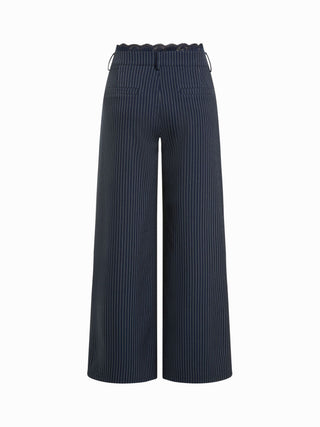 Lace Trimmed Low Rise Wide Leg Trousers