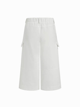 Cotton-blend Mid Rise Striped Cargo Barrel-leg Capri Trousers
