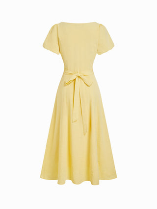 Cotton-blend Striped Ruched Tie Back Maxi Dress