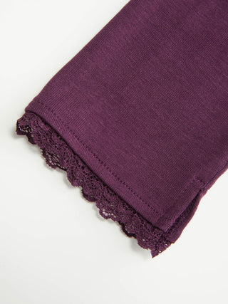 High Stretch V-neck Lace Trim Knotted Top