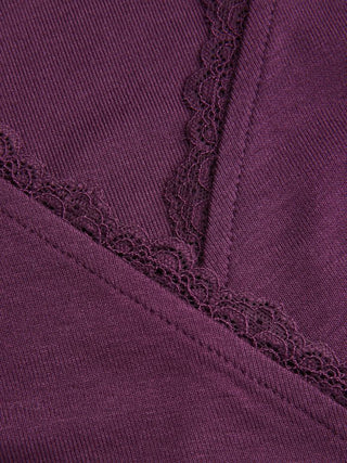 High Stretch V-neck Lace Trim Knotted Top