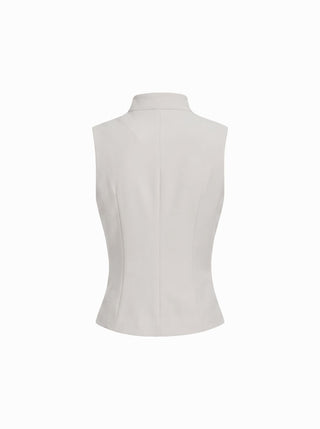 Stand Collar Metal Detail Zip Through Jacket Vest