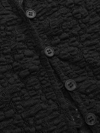 Pointelle Textured Button Through Cut Out Top