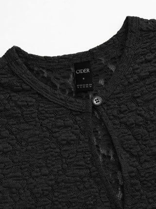 Pointelle Textured Button Through Cut Out Top