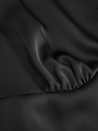 Satin V-neck Twist Knotted A-line Maxi Dress