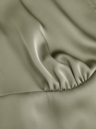 Satin V-neck Twist Knotted A-line Maxi Dress