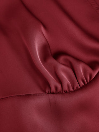 Satin V-neck Twist Knotted A-line Maxi Dress