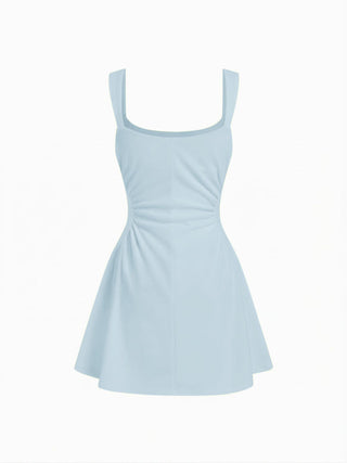 Scoop Neck Ruched A-line Tank Mini Dress