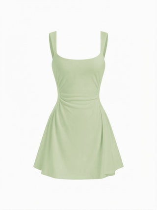 Scoop Neck Ruched A-line Tank Mini Dress