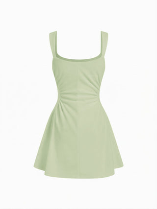 Scoop Neck Ruched A-line Tank Mini Dress