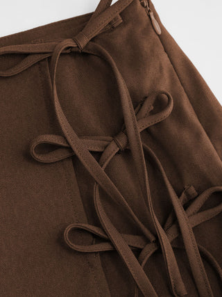 Low Rise Side Tie Bowknot A-line Mini Skirt