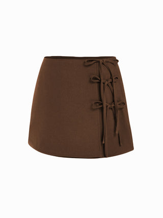 Low Rise Side Tie Bowknot A-line Mini Skirt