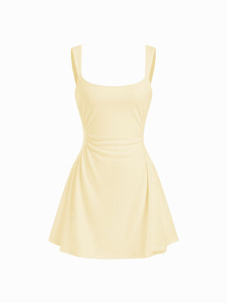 Scoop Neck Ruched A-line Tank Mini Dress