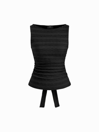 Textured Ruched Cut Out Backless Tie Back Tank Top