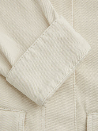 Denim Stand Collar Washed Drawstring Metal Detail Oversized Jacket