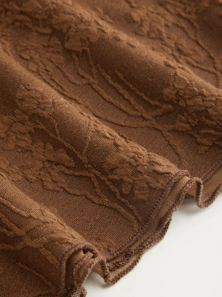 Floral Jacquard Lace Halter Neckline Ring Detail Tank Top