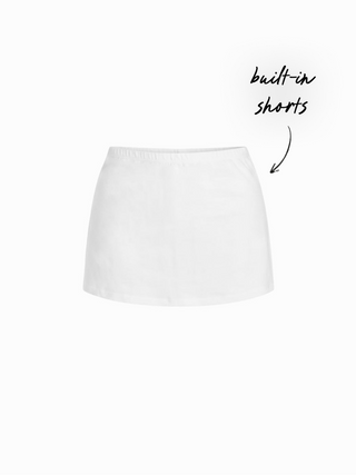 Cotton-blend Low Rise Slit Mini Skirt