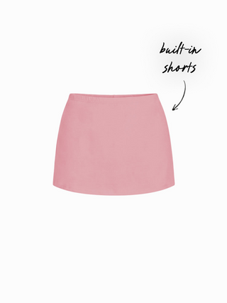 Cotton-blend Low Rise Slit Mini Skirt