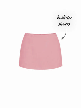 Cotton-blend Low Rise Slit Mini Skirt