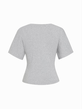 Cotton-blend High Stretch V-neck Short Sleeve Tee