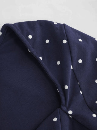 Cotton-blend Polka Dot V-neck Ruched Short Sleeve Top