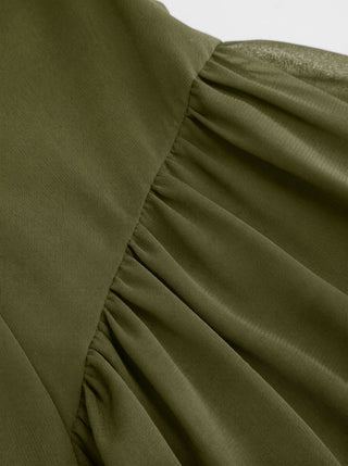 Chiffon Boat Neck Ruched A-line Mini Dress