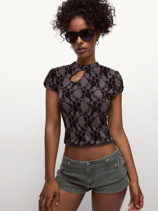 In Memories Lace Cutout Top