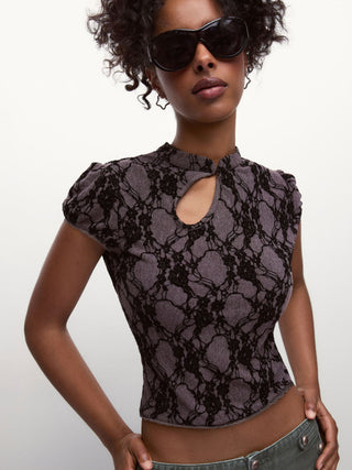 In Memories Lace Cutout Top
