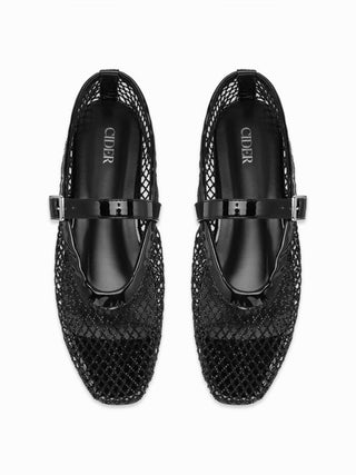 RHINESTONE MESH BUCKLE FLATS