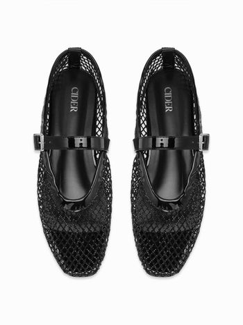 RHINESTONE MESH BUCKLE FLATS