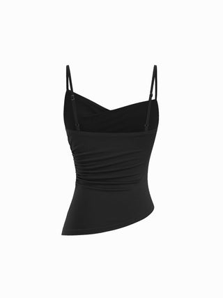 Asymmetrical Neck Ruched Cami Top