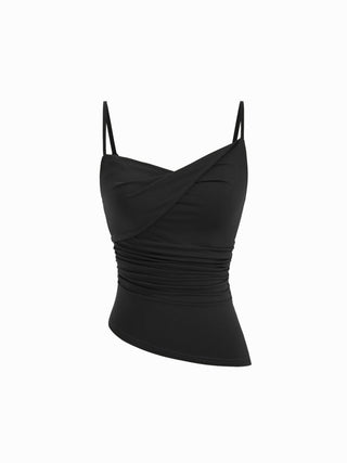 Asymmetrical Neck Ruched Cami Top