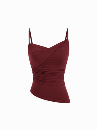 Asymmetrical Neck Ruched Cami Top