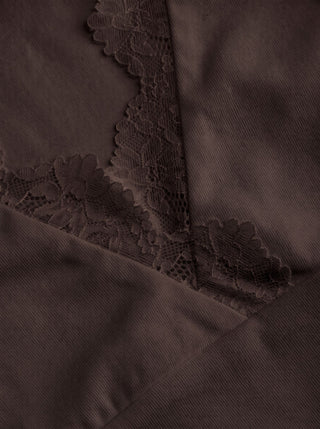 V-neck Mid-length Sleeve Scalloped Lace Trim Tee