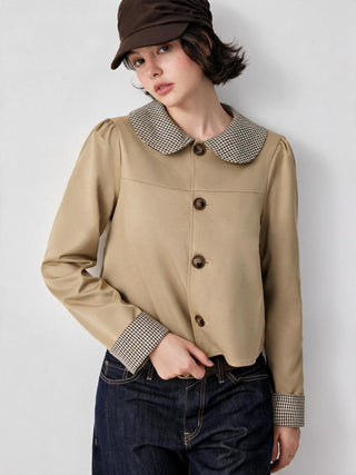 Gingham Reversible Peter Pan Collar Jacket