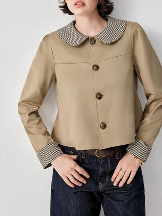 Gingham Reversible Peter Pan Collar Jacket