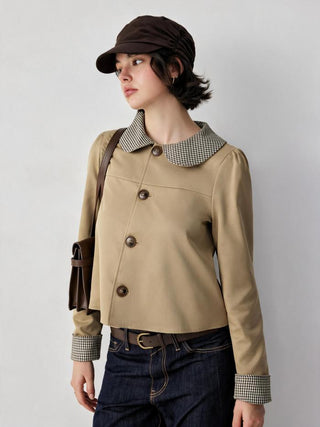Gingham Reversible Peter Pan Collar Jacket