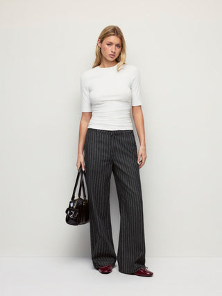 Denim Low Rise Washed Metal Detail Wide Leg Jeans
