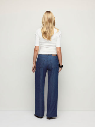 Denim Low Rise Washed Metal Detail Wide Leg Jeans