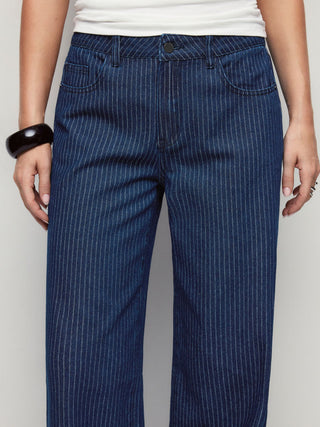Denim Low Rise Washed Metal Detail Wide Leg Jeans