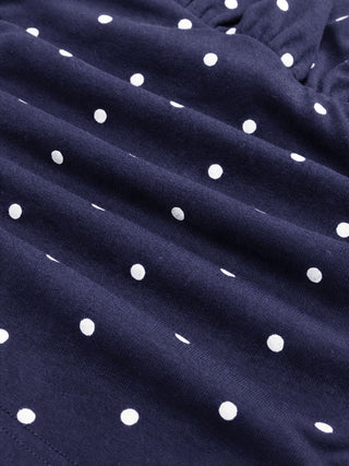 Cotton-blend Halter Cowl Neck Polka Dot Ruched Top