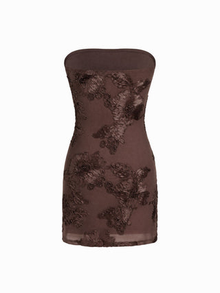 Floral Jacquard Strapless Mini Dress