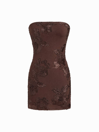 Floral Jacquard Strapless Mini Dress